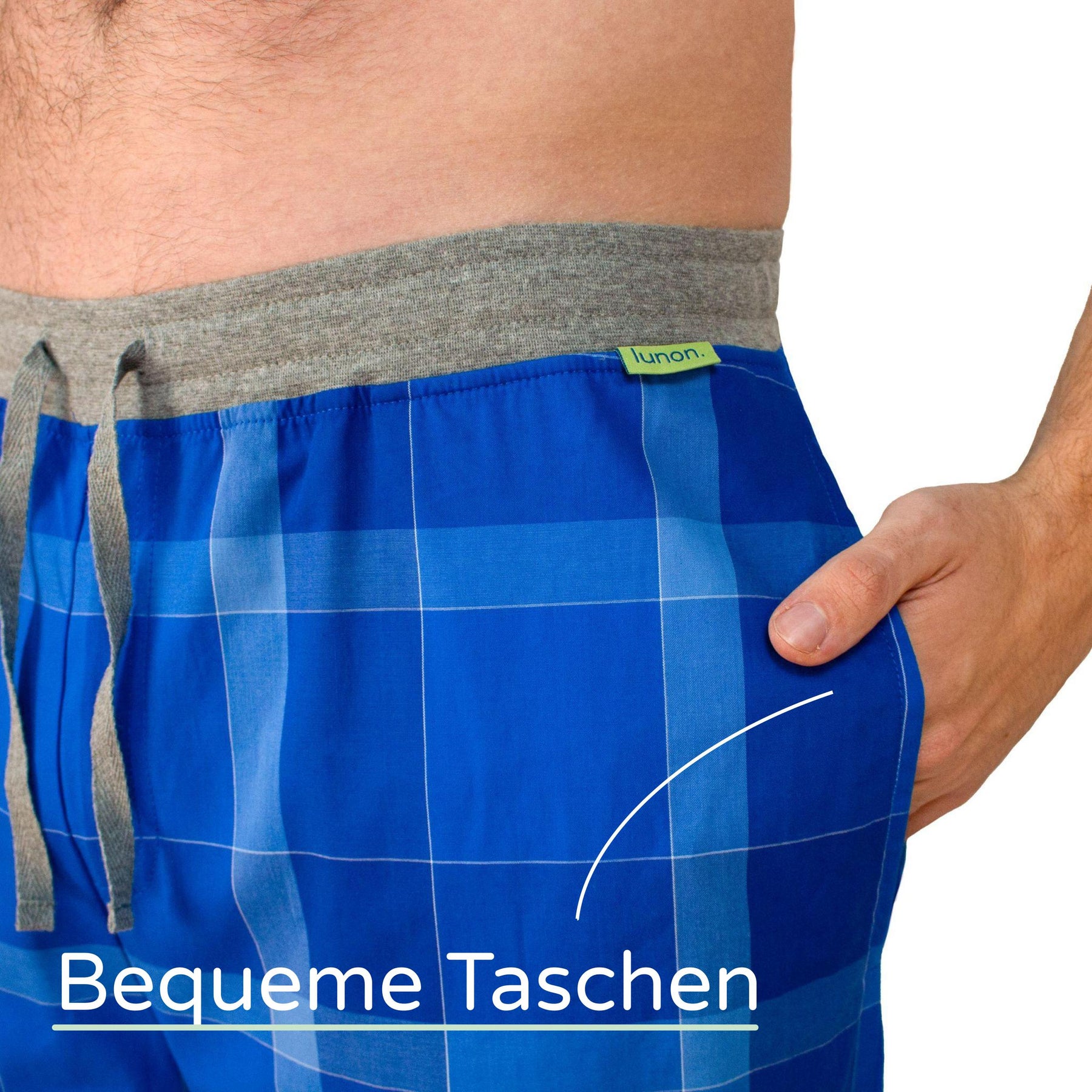 Classy Premium Schlafanzug Hose - lang (nur Hose) - blau kariert