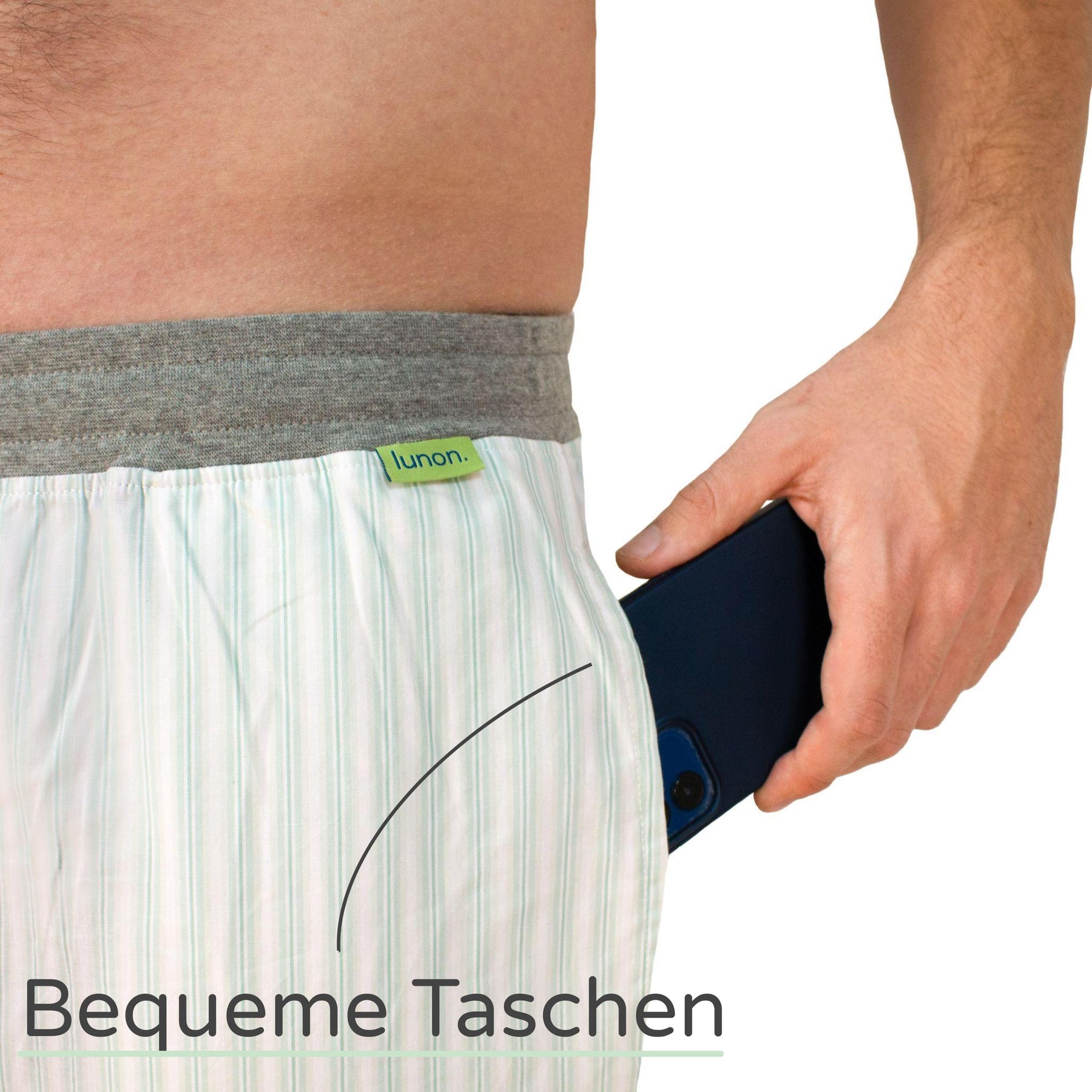 Classy Premium Schlafanzug Hose - lang (nur Hose) - grün gestreift