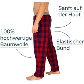 Classy Premium Schlafanzug Hose - lang (nur Hose) - rot kariert